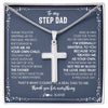 Stainless Cross Necklace | Personalized To My Step Dad Cross Necklace From Stepdaughter Thank You For Stepping Up Stepfahter Fathers Day Christmas Customized Gift Box Message Card | siriusteestore