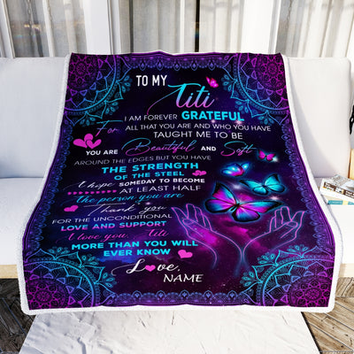 Personalized To My Titi Blanket From Niece Nephew You Are Beautiful Butterfly Titi Birthday Mothers Day Christmas Customized Fleece Throw Blanket | siriusteestore