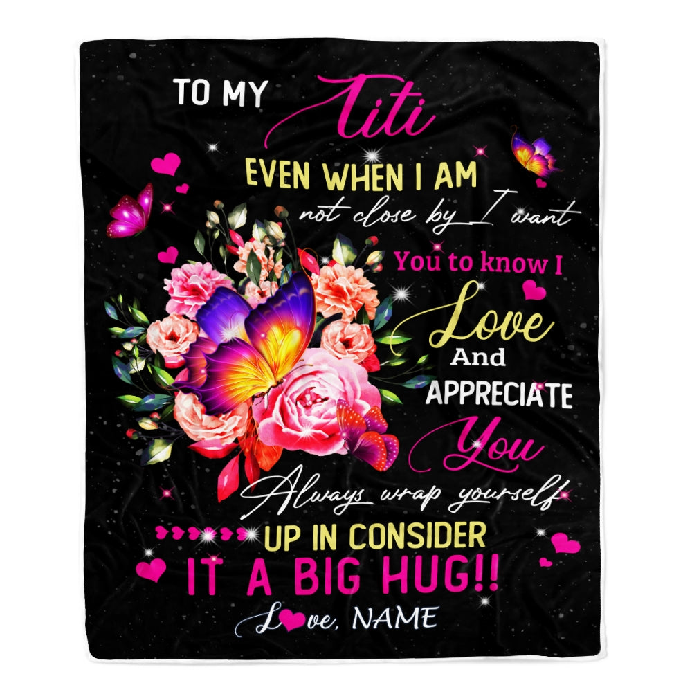 Personalized To My Titi From Niece Nephew Blanket It A Big Hug I Love You Titi Birthday Mothers Day Thanksgiving Christmas Customized Fleece Blanket | siriusteestore