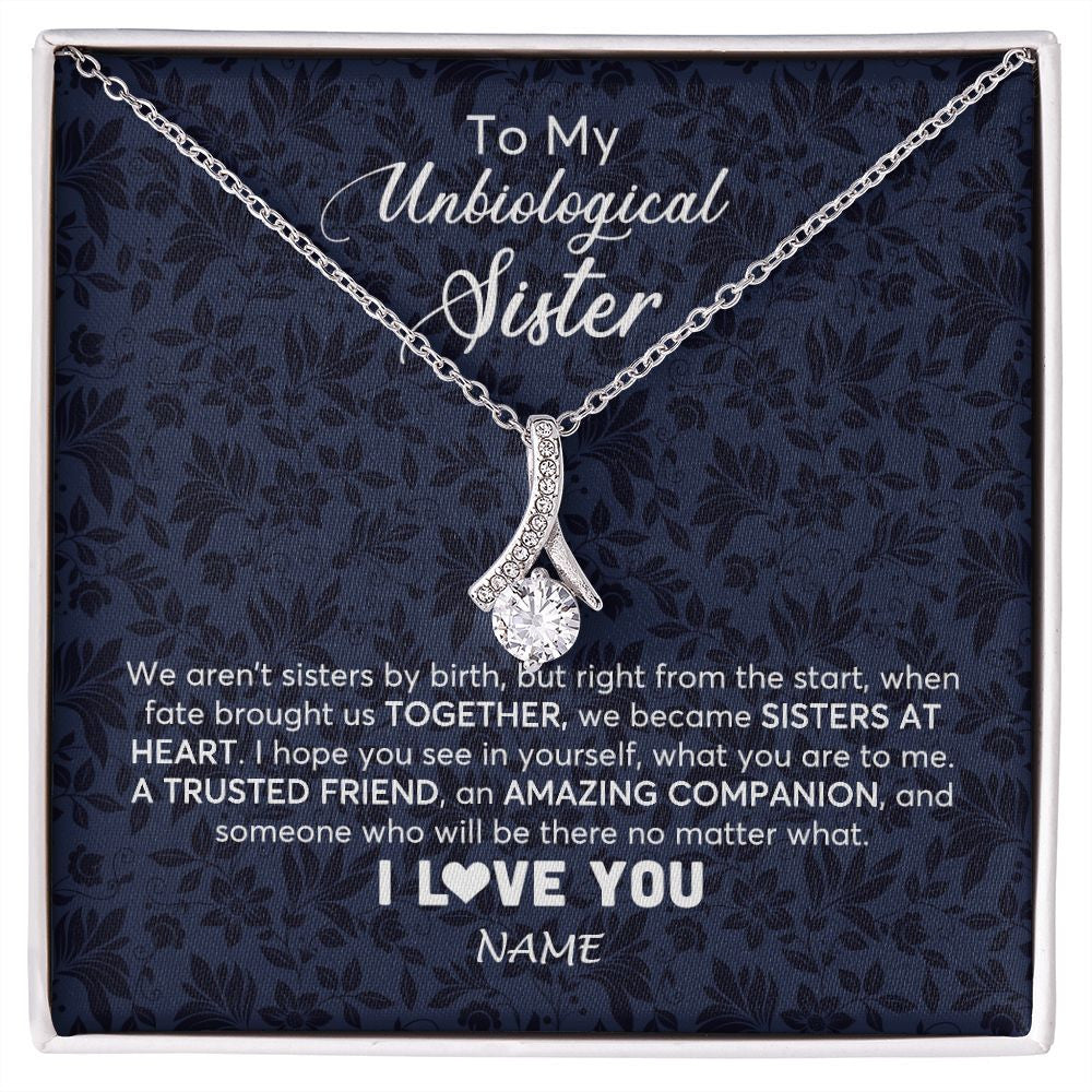 Alluring Beauty Necklace | Personalized To My Unbiological Sister Necklace For Soul Sister Best Friend Bff Birthday Graduation Christmas Pendant Jewelry Customized Gift Box Message Card | siriusteestore