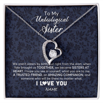 Forever Love Necklace | Personalized To My Unbiological Sister Necklace For Soul Sister Best Friend Bff Birthday Graduation Christmas Pendant Jewelry Customized Gift Box Message Card | siriusteestore
