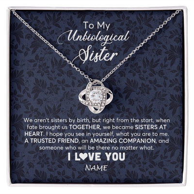 Love Knot Necklace | Personalized To My Unbiological Sister Necklace For Soul Sister Best Friend Bff Birthday Graduation Christmas Pendant Jewelry Customized Gift Box Message Card | siriusteestore