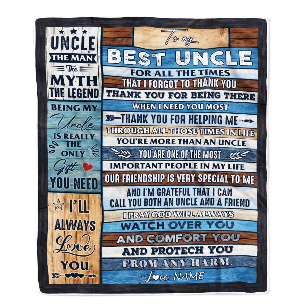 Personalized To My Uncle Blanket Best Uncle Gifts from Niece and Nephew New Uncle Funcle Best Uncle Ever Birthday Christmas Customized Bed Fleece Throw Blanket | siriusteestore