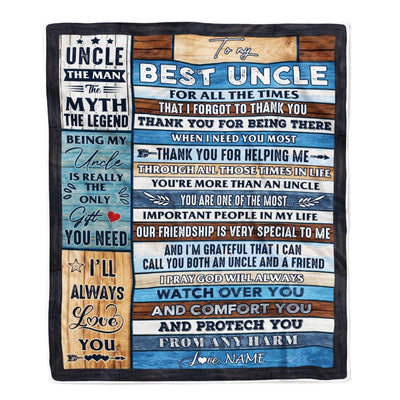 Personalized To My Uncle Blanket Best Uncle Gifts from Niece and Nephew New Uncle Funcle Best Uncle Ever Birthday Christmas Customized Bed Fleece Throw Blanket | siriusteestore