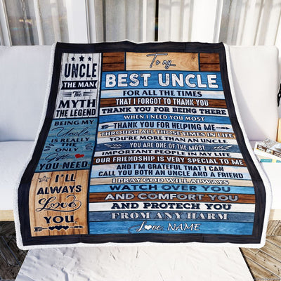 Personalized To My Uncle Blanket Best Uncle Gifts from Niece and Nephew New Uncle Funcle Best Uncle Ever Birthday Christmas Customized Bed Fleece Throw Blanket | siriusteestore