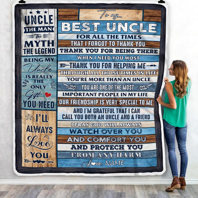 Personalized To My Uncle Blanket Best Uncle Gifts from Niece and Nephew New Uncle Funcle Best Uncle Ever Birthday Christmas Customized Bed Fleece Throw Blanket | siriusteestore
