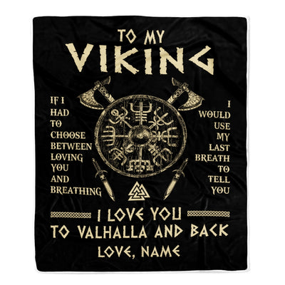 Personalized To My Viking Blanket Husband From Wife I Love You to Valhalla Husband Fiancee Boyfriend Men Birthday Anniversary Customized Fleece Throw Blanket | siriusteestore