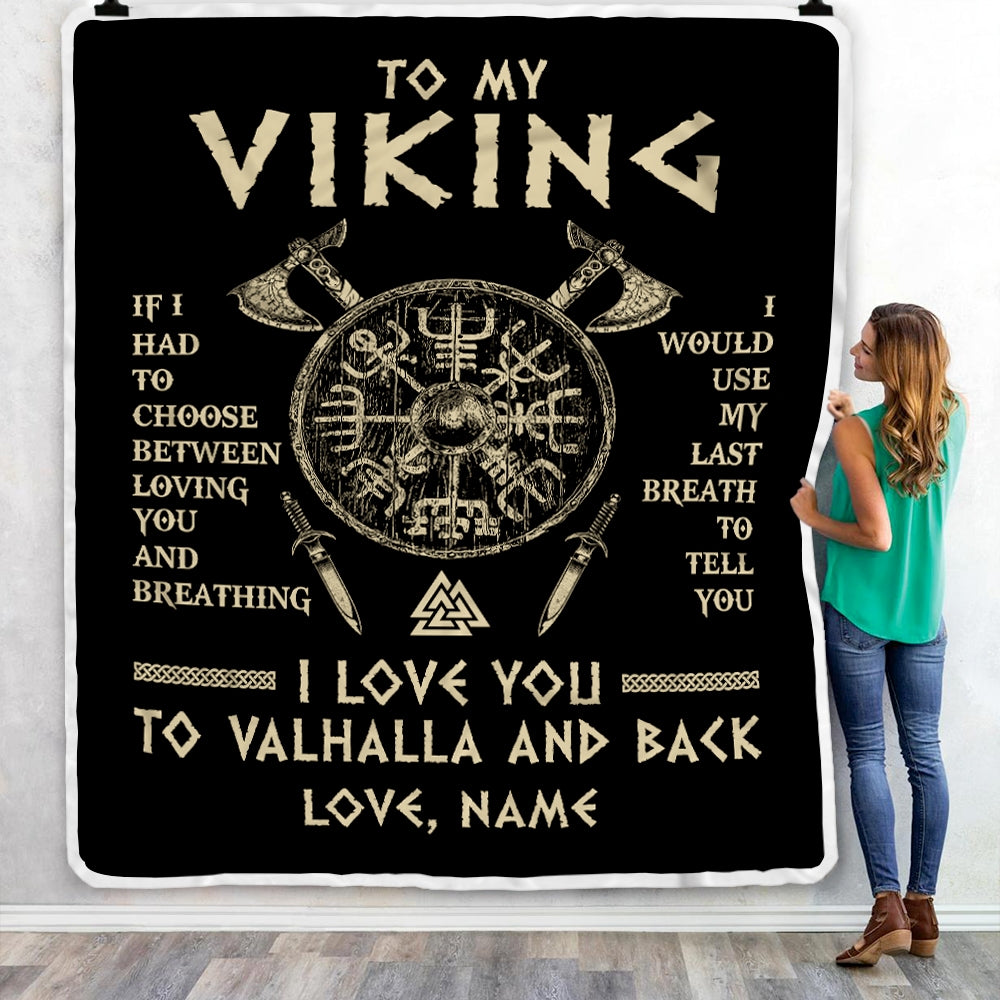 Personalized To My Viking Blanket Husband From Wife I Love You to Valhalla Husband Fiancee Boyfriend Men Birthday Anniversary Customized Fleece Throw Blanket | siriusteestore