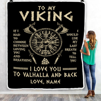 Personalized To My Viking Blanket Husband From Wife I Love You to Valhalla Husband Fiancee Boyfriend Men Birthday Anniversary Customized Fleece Throw Blanket | siriusteestore