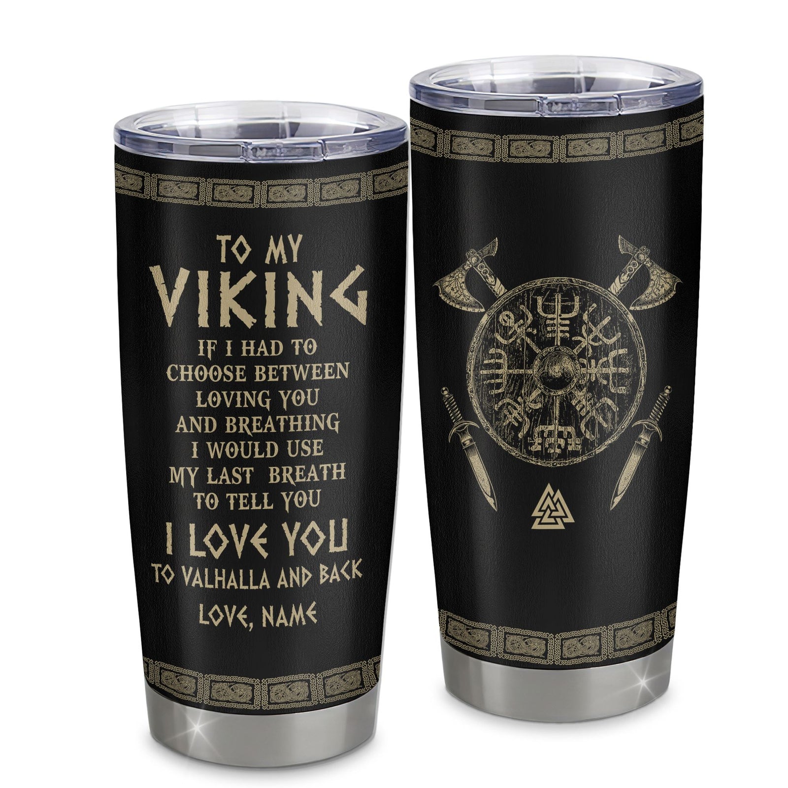 Personalized To My Viking Tumbler Husband From Wife I Love You To Valhalla Husband Boyfriend Men Birthday Anniversary Valentines Day Christmas Travel Mug | siriusteestore