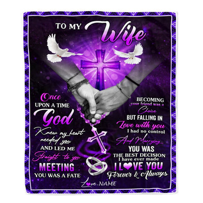 Personalized To My Wife Blanket From Husband Meeting You Was Fate Wife Anniversary Wedding Valentines Day For Her Birthday Christmas Fleece Throw Blanket | siriusteestore