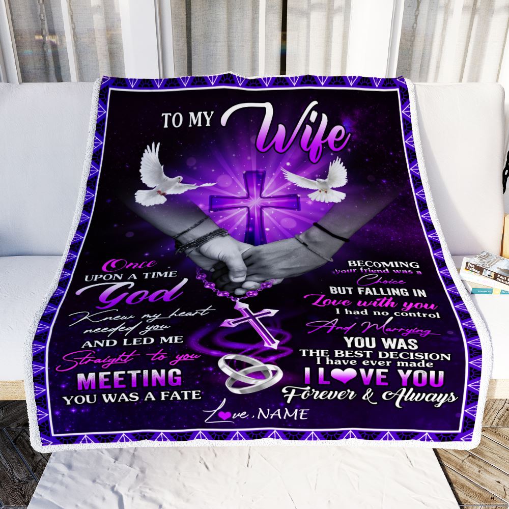 Personalized To My Wife Blanket From Husband Meeting You Was Fate Wife Anniversary Wedding Valentines Day For Her Birthday Christmas Fleece Throw Blanket | siriusteestore