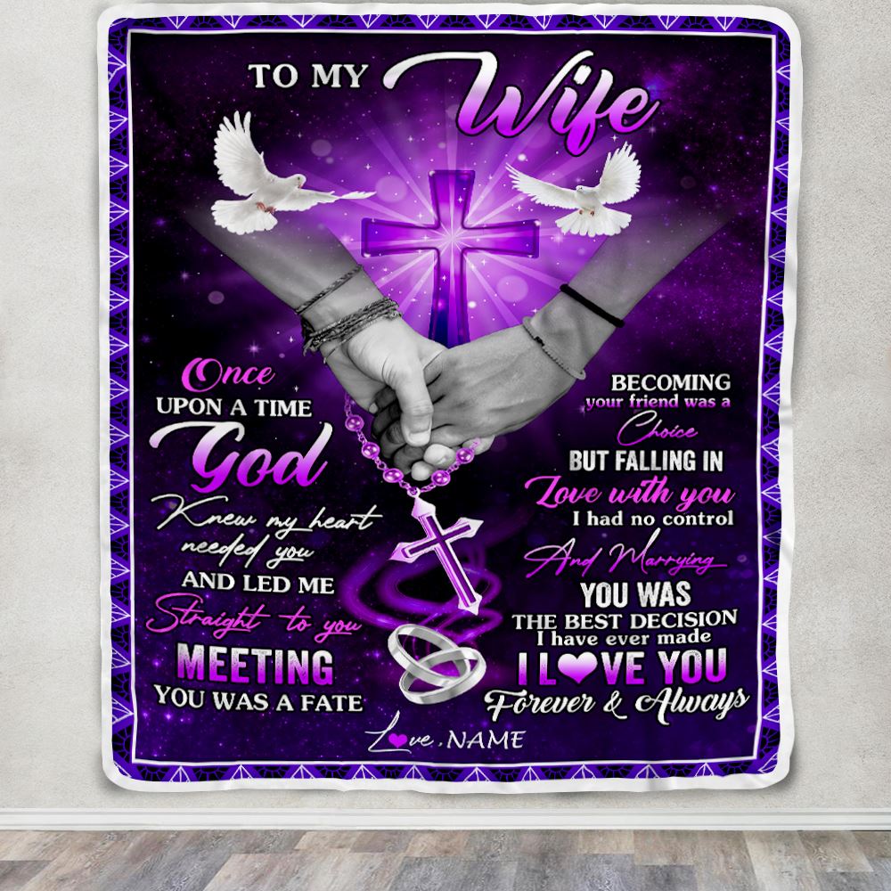 Personalized To My Wife Blanket From Husband Meeting You Was Fate Wife Anniversary Wedding Valentines Day For Her Birthday Christmas Fleece Throw Blanket | siriusteestore