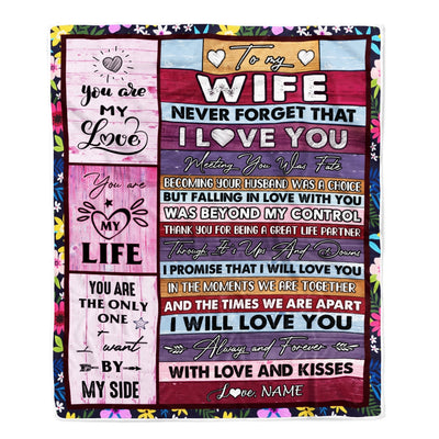 Personalized To My Wife Blanket From Husband Romantic I Love You Gifts For Wife Anniversary Valentines Wedding Christmas Customized Fleece Throw Blanket | siriusteestore