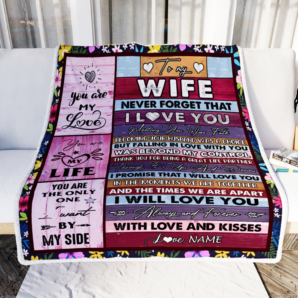 Personalized To My Wife Blanket From Husband Romantic I Love You Gifts For Wife Anniversary Valentines Wedding Christmas Customized Fleece Throw Blanket | siriusteestore