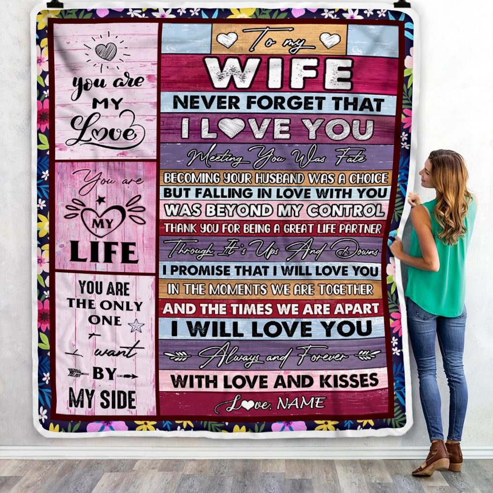 Personalized To My Wife Blanket From Husband Romantic I Love You Gifts For Wife Anniversary Valentines Wedding Christmas Customized Fleece Throw Blanket | siriusteestore