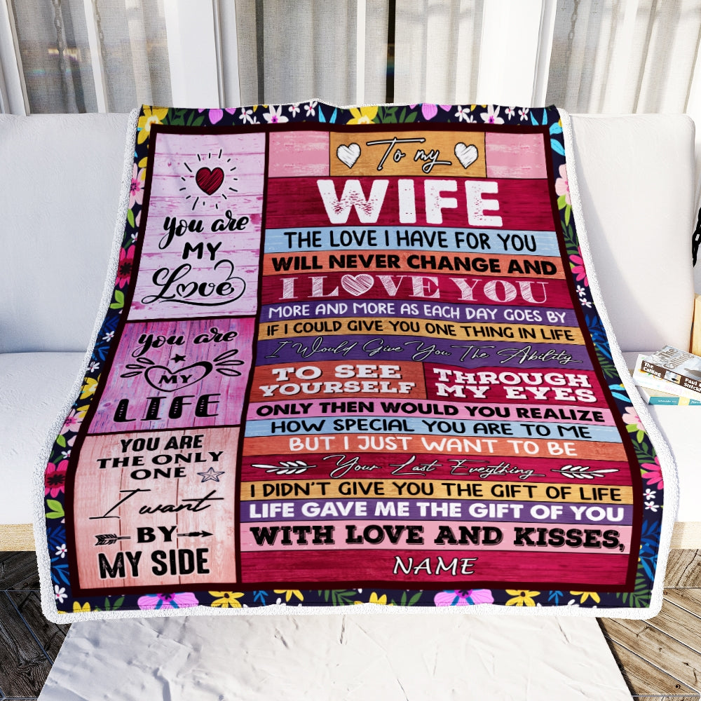 Personalized To My Wife Blanket From Husband Wood I Love You More And More Soulmate Wife Anniversary Valentines Day Wedding Christmas Fleece Throw Blanket | siriusteestore