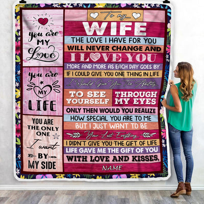 Personalized To My Wife Blanket From Husband Wood I Love You More And More Soulmate Wife Anniversary Valentines Day Wedding Christmas Fleece Throw Blanket | siriusteestore