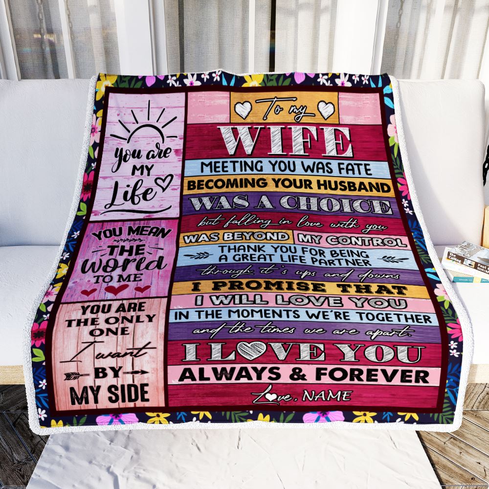 Personalized To My Wife Blanket From Husband Wood You Are My Life Wife Birthday Anniversary Valentines Day Christmas Customized Bed Fleece Throw Blanket | siriusteestore