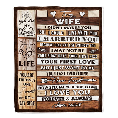 Personalized To My Wife Blanket From Husband Wood You Are My Love My Life Wife Anniversary Wedding Valentines Day Christmas Fleece Throw Blanket | siriusteestore