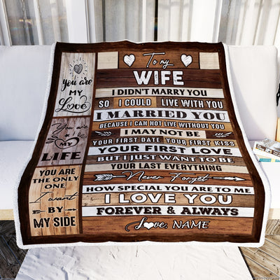 Personalized To My Wife Blanket From Husband Wood You Are My Love My Life Wife Anniversary Wedding Valentines Day Christmas Fleece Throw Blanket | siriusteestore