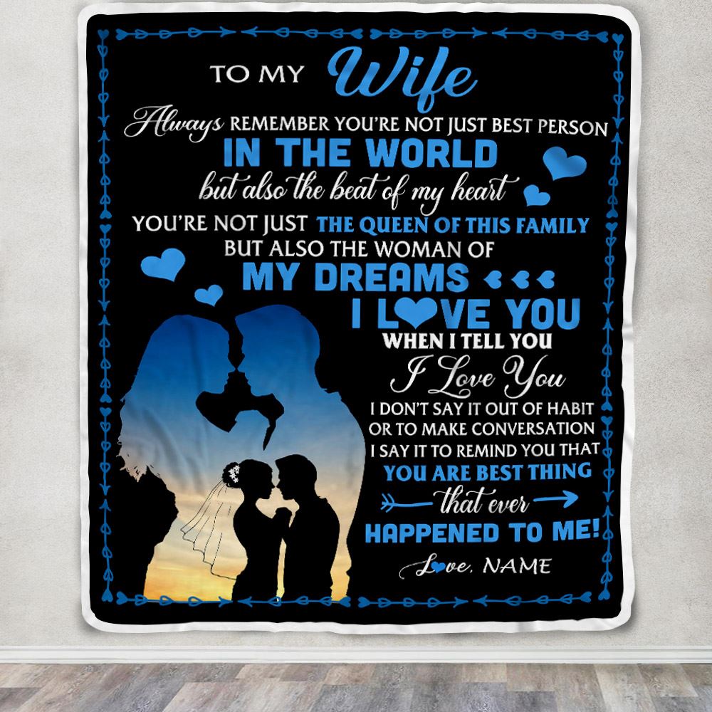Personalized To My Wife Blanket Her Wife From Husband The Queen Of This Family Wife Birthday Anniversary Valentines Day Christmas Customized Fleece Blanket | siriusteestore