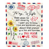 Personalized To My Wife Blanket Love Big Hug Air Mail Letter Sunflower Wife For Her Birthday Wedding Anniversary Valentines Day Fleece Throw Blanket | siriusteestore