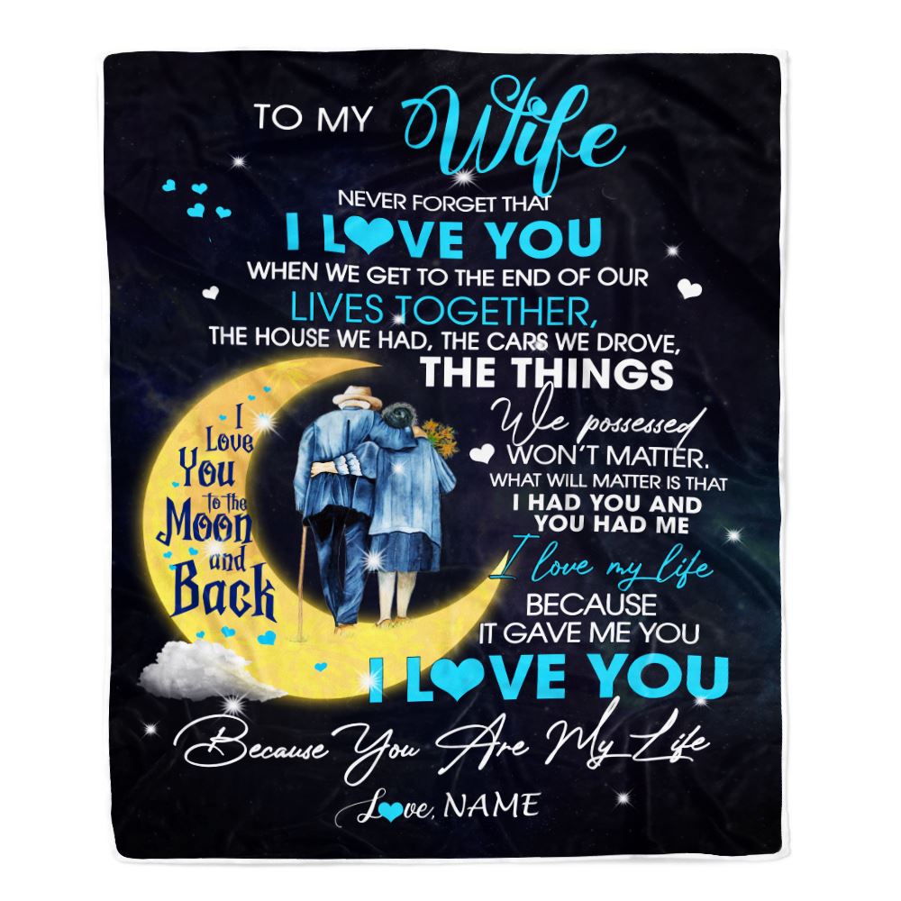 Personalized To My Wife Blanket from Husband I Love You You are My Life Moon Wife Birthday Anniversary Valentines Day Christmas Customized Fleece Throw Blanket | siriusteestore