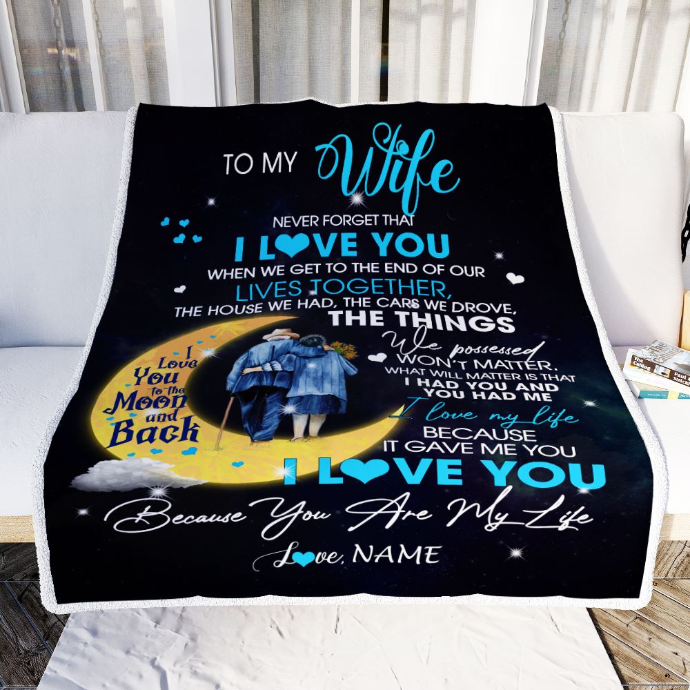 Personalized To My Wife Blanket from Husband I Love You You are My Life Moon Wife Birthday Anniversary Valentines Day Christmas Customized Fleece Throw Blanket | siriusteestore
