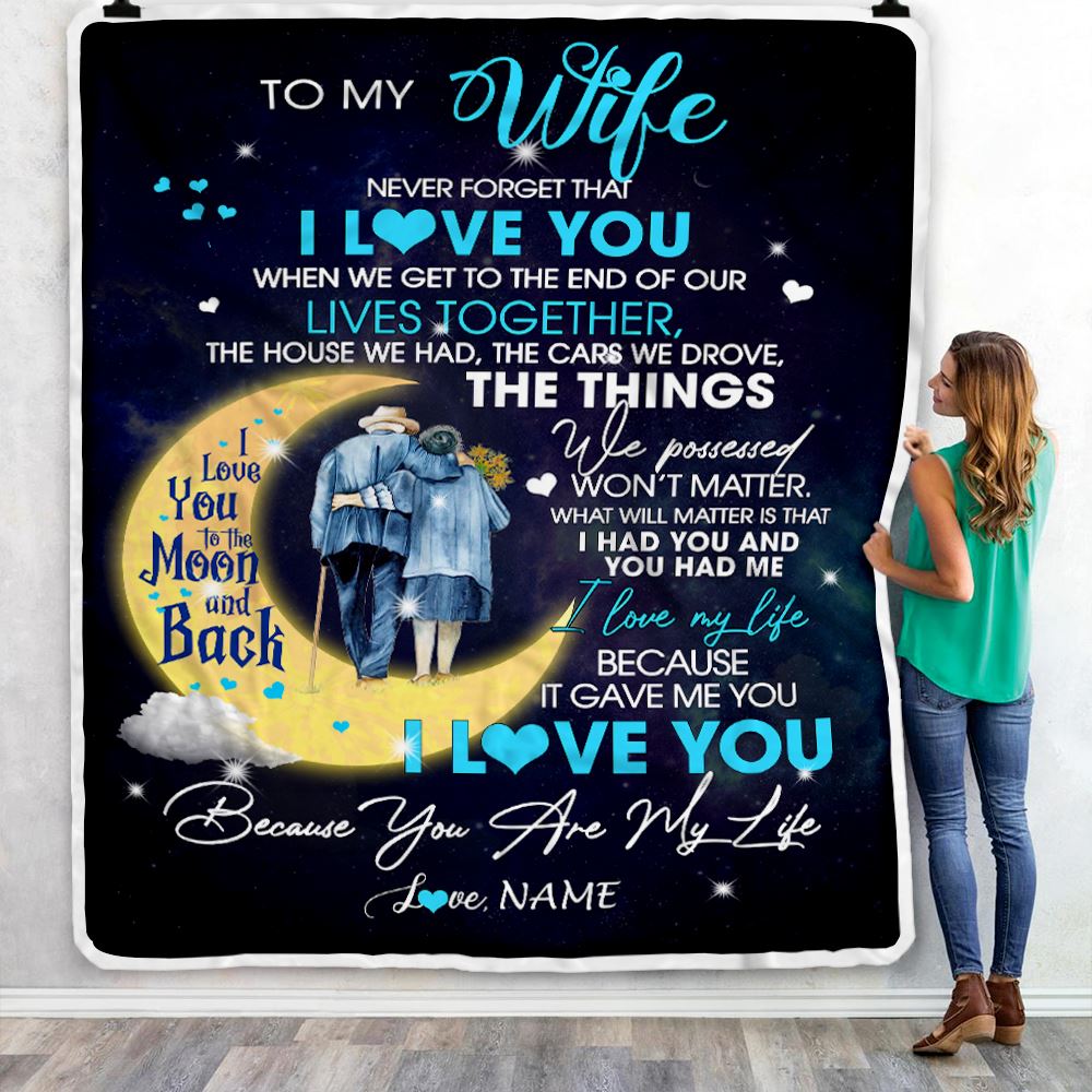 Personalized To My Wife Blanket from Husband I Love You You are My Life Moon Wife Birthday Anniversary Valentines Day Christmas Customized Fleece Throw Blanket | siriusteestore