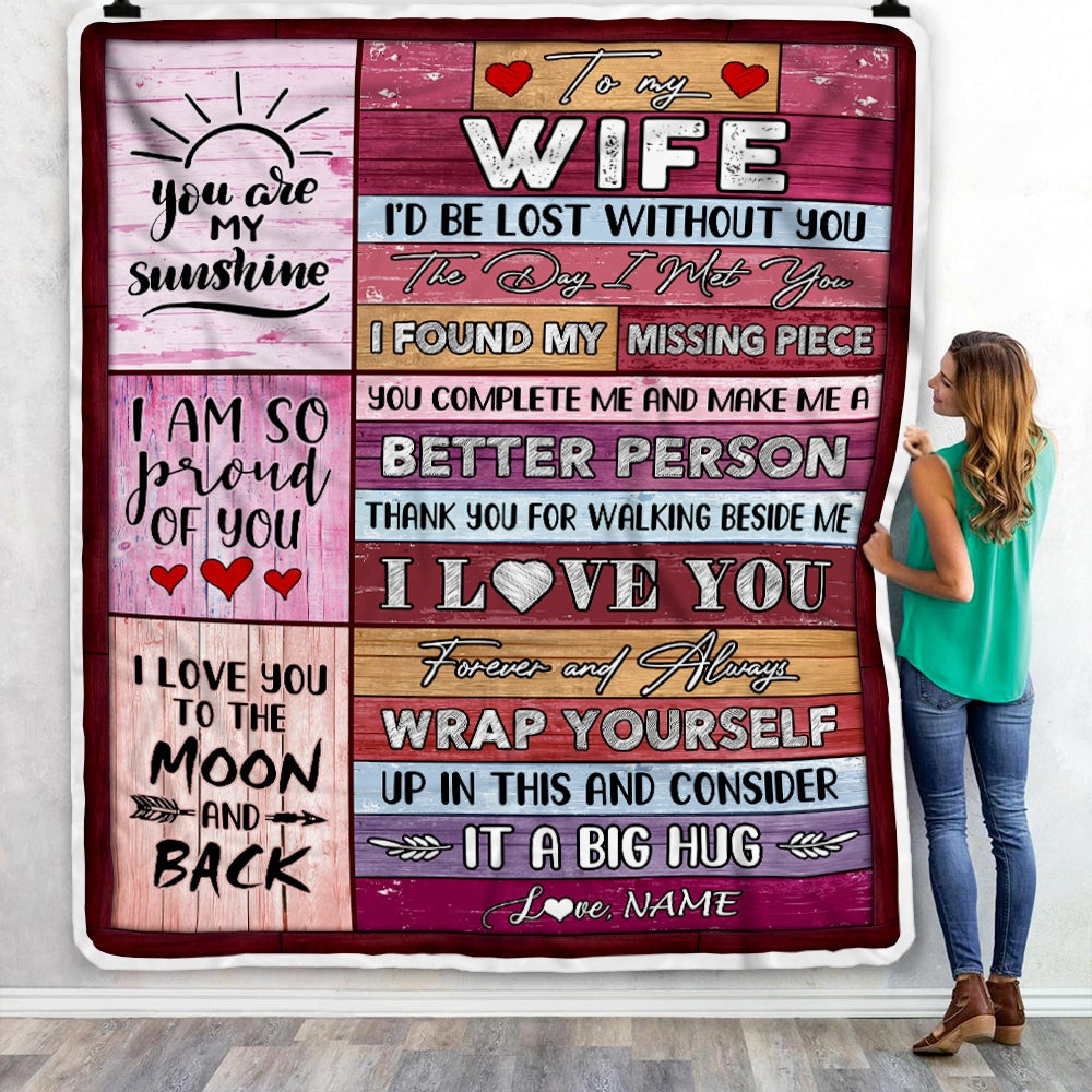 Personalized To My Wife Blankets From Husband You Are My Love It A Big Hug Wife Birthday Valentine's Day Christmas Customized Fleece Blanket | siriusteestore