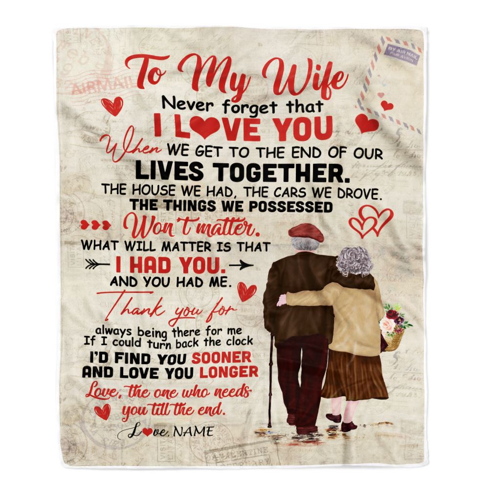 Personalized To My Wife From Husband Blanket Never Forget That I Love You Wife Anniversary Valentines Day Wedding Anniversary Christmas Fleece Throw Blanket | siriusteestore