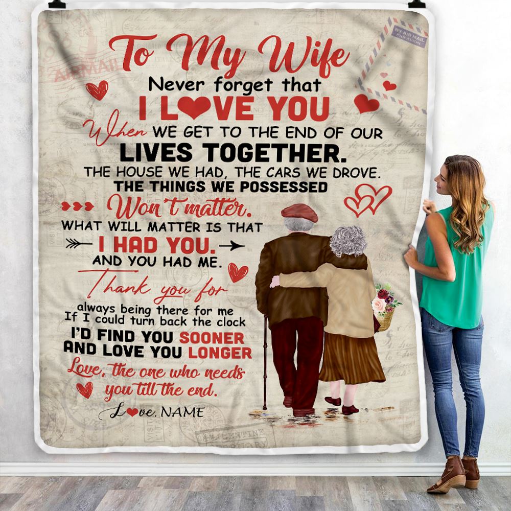 Personalized To My Wife From Husband Blanket Never Forget That I Love You Wife Anniversary Valentines Day Wedding Anniversary Christmas Fleece Throw Blanket | siriusteestore