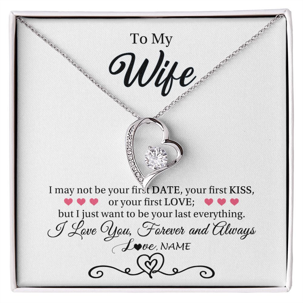 Forever Love Necklace | Personalized To My Wife Necklace For Women I Love You Wife From Husband Birthday Anniversary Wedding Valentines Day Pendant Customized Gift Box Message Card | siriusteestore