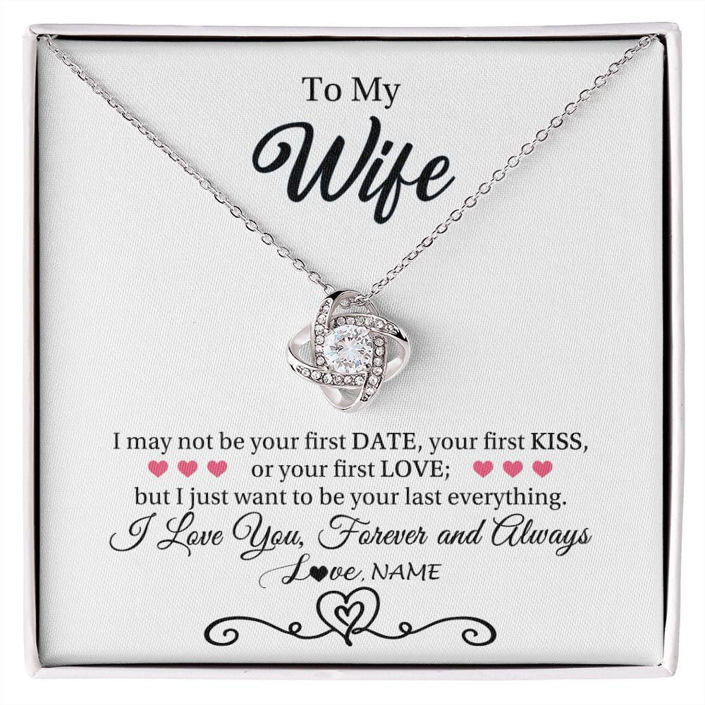 Love Knot Necklace | Personalized To My Wife Necklace For Women I Love You Wife From Husband Birthday Anniversary Wedding Valentines Day Pendant Customized Gift Box Message Card | siriusteestore