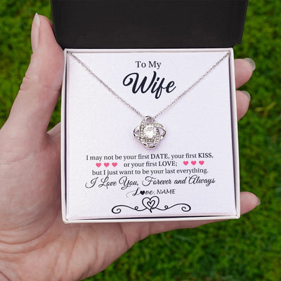 Love Knot Necklace | Personalized To My Wife Necklace For Women I Love You Wife From Husband Birthday Anniversary Wedding Valentines Day Pendant Customized Gift Box Message Card | siriusteestore