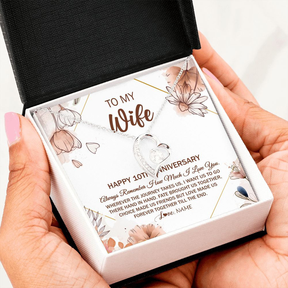Personalized To My Wife Necklace From Husband 10 Years Anniversary For Her 10th Anniversary 10 Years Wedding Anniversary For Her Customized Gift Box Message Card Forever Love Necklace ae2e9e0c 2ad8 4b91 84a1