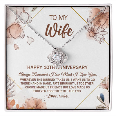 Love Knot Necklace | Personalized To My Wife Necklace From Husband 10 Years Anniversary For Her 10th Anniversary 10 Years Wedding Anniversary For Her Customized Gift Box Message Card | siriusteestore