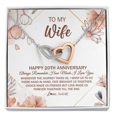 Interlocking Hearts Necklace | Personalized To My Wife Necklace From Husband 20 Years Anniversary For Her 20th Anniversary 20 Years Wedding Anniversary For Her Customized Gift Box Message Card | siriusteestore
