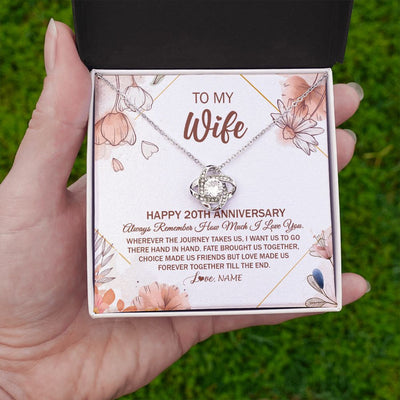 Love Knot Necklace | Personalized To My Wife Necklace From Husband 20 Years Anniversary For Her 20th Anniversary 20 Years Wedding Anniversary For Her Customized Gift Box Message Card | siriusteestore