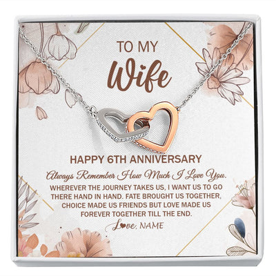 Interlocking Hearts Necklace | Personalized To My Wife Necklace From Husband 6 Years Anniversary For Her 6th Anniversary 6 Years Wedding Anniversary For Her Customized Gift Box Message Card | siriusteestore