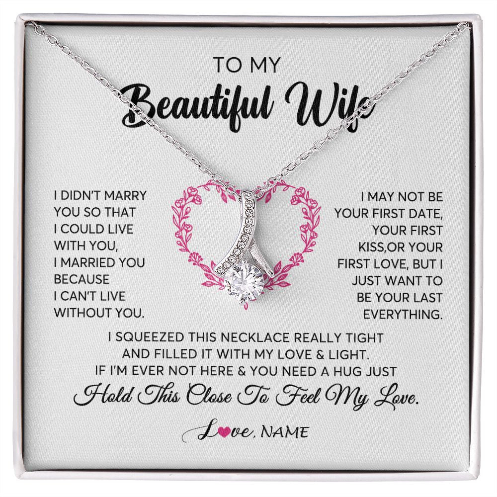 Alluring Beauty Necklace | Personalized To My Wife Necklace From Husband Love Heart Soulmate Wife Birthday Anniversary Wedding Valentines Day For Her Customized Gift Box Message Card | siriusteestore