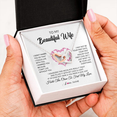 Interlocking Hearts Necklace | Personalized To My Wife Necklace From Husband Love Heart Soulmate Wife Birthday Anniversary Wedding Valentines Day For Her Customized Gift Box Message Card | siriusteestore