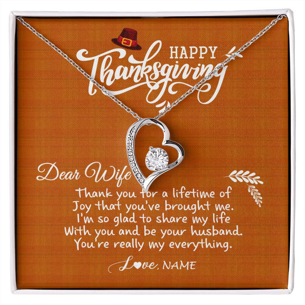 Personalized To My Wife Necklace From Husband Thank You Fo A Lifetime  Thanksgiving Day For Herr Pendant Jewelry Customized Gift Box Message Card  - Siriustee.com
