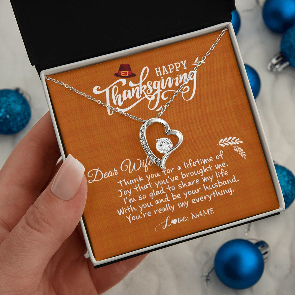 Forever Love Necklace | Personalized To My Wife Necklace From Husband Thank You Fo A Lifetime Thanksgiving Day For Herr Pendant Jewelry Customized Gift Box Message Card | siriusteestore