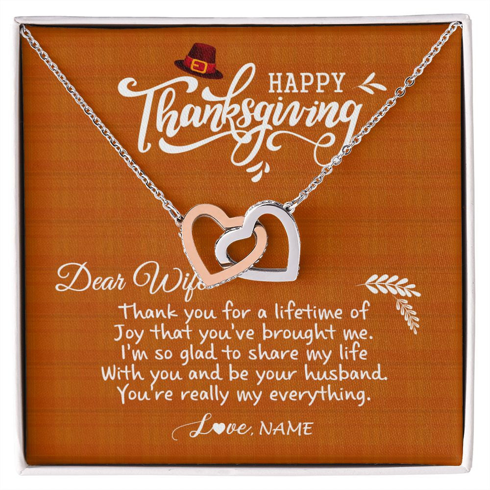 Interlocking Hearts Necklace | Personalized To My Wife Necklace From Husband Thank You Fo A Lifetime Thanksgiving Day For Herr Pendant Jewelry Customized Gift Box Message Card | siriusteestore