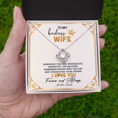 Love Knot Necklace | Personalized To My Wife Necklace From Husband Whenever You Feel for Her Birthday Anniversary Valentines Day Christmas Pendant Customized Gift Box Message Card | siriusteestore