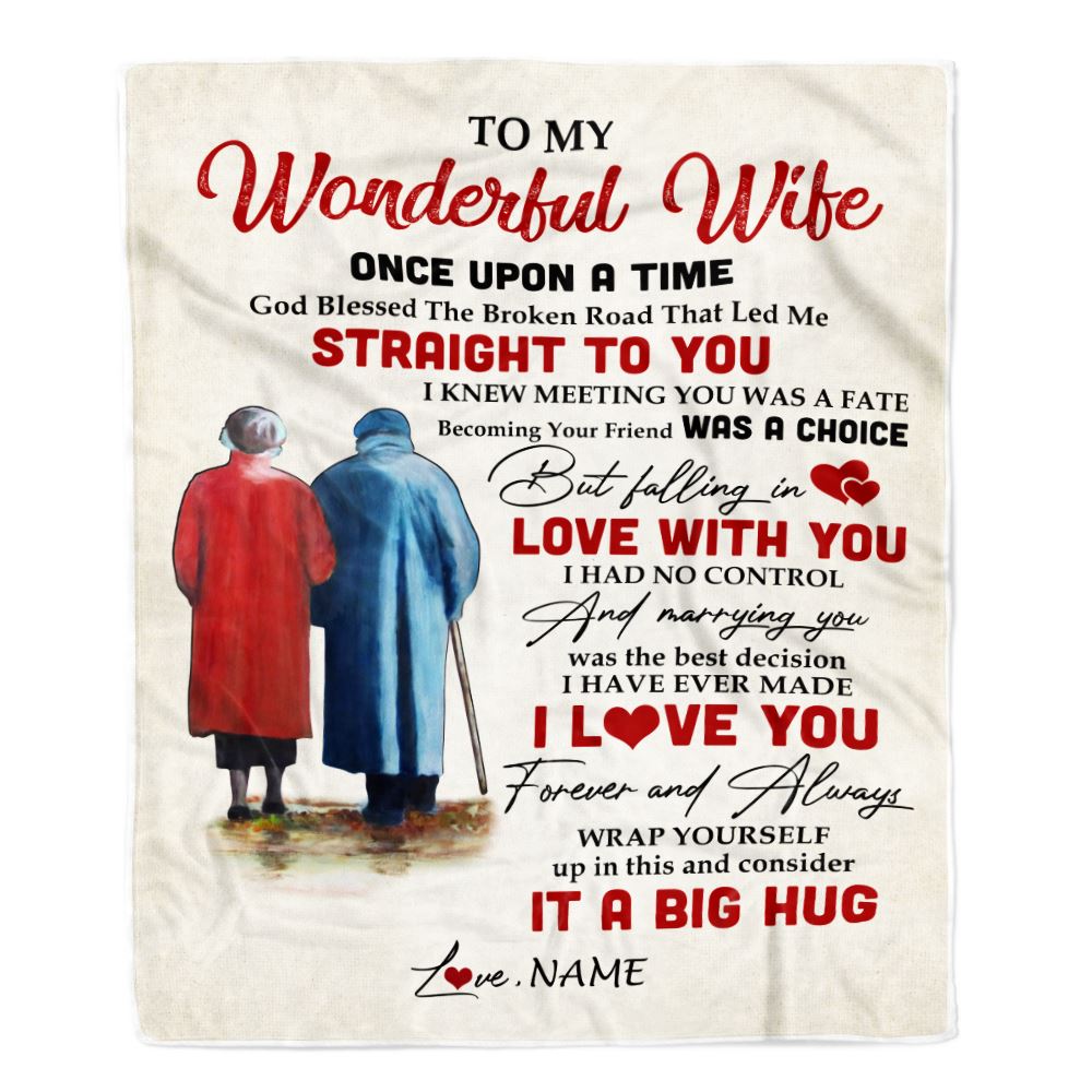 Personalized To My Wonderful Wife Blanket from Husband I Knew Meeting You was A Fate Wife Birthday Anniversary Christmas Customized Bed Fleece Throw Blanket | siriusteestore