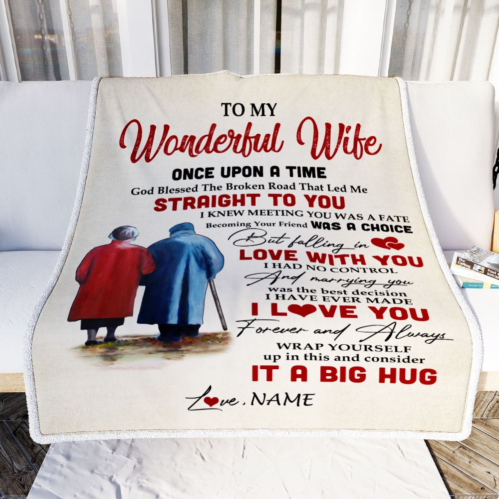 Personalized To My Wonderful Wife Blanket from Husband I Knew Meeting You was A Fate Wife Birthday Anniversary Christmas Customized Bed Fleece Throw Blanket | siriusteestore