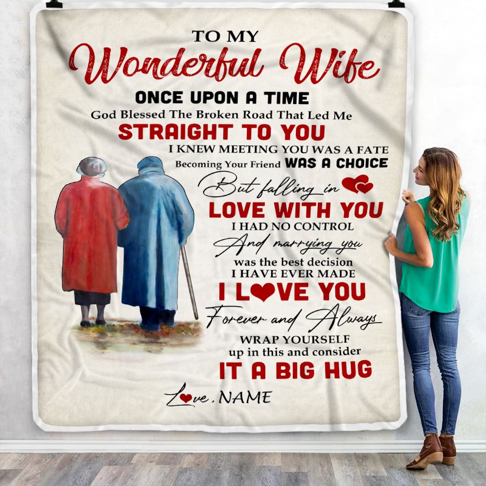 Personalized To My Wonderful Wife Blanket from Husband I Knew Meeting You was A Fate Wife Birthday Anniversary Christmas Customized Bed Fleece Throw Blanket | siriusteestore